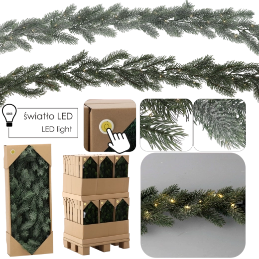 Vianočná borovicová girlanda 180 cm s LED osvetlením