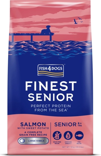 Fish4Dogs Finest losos so sladkými zemiakmi pre staršie psy veľkých plemien 12 kg
