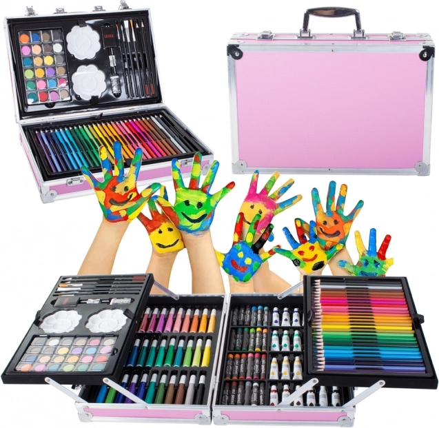 Výtvarná sada v kufríku 145 ks ružová