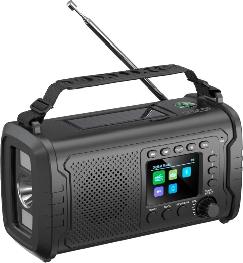 Sencor núdzové rádio s DAB+, solárnym nabíjaním a powerbankou