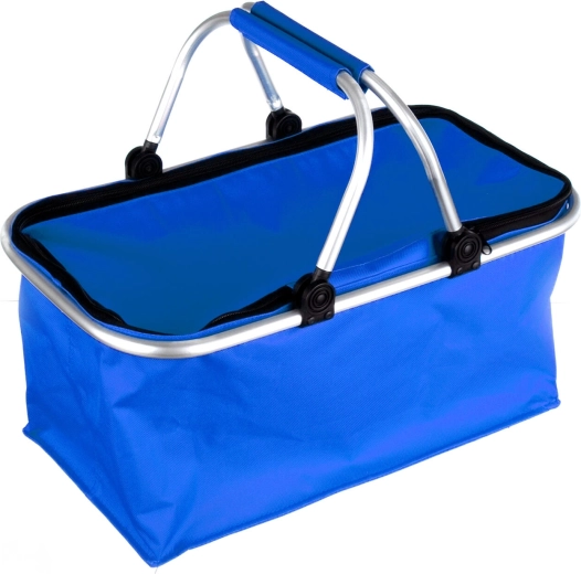 Skladací kempingový košík 48 × 24 × 28 cm, hliník a polyester, modrý