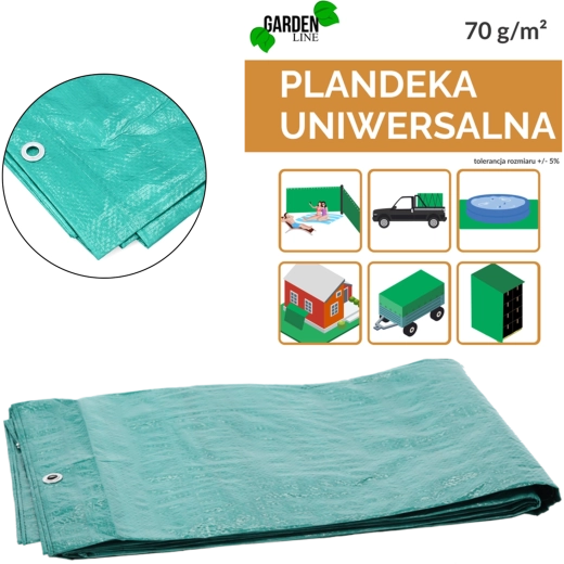 Zelená plachta 2 × 3 m, 70 g/m², UV 3 %, laminovaná s okami