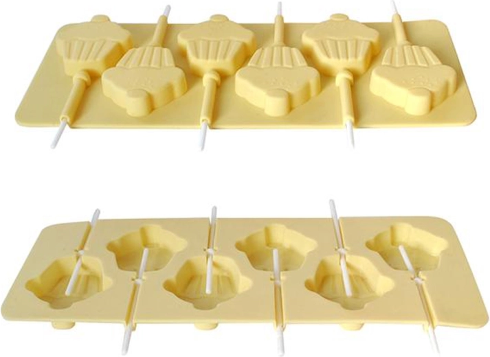 Silikónová forma na lízanky Muffin so slamkami, krémová