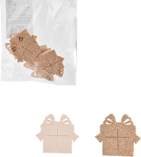 Drevené dekorácie darček bielo-hnedé 8 ks, 4,5 cm