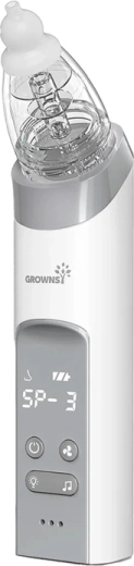 Nosová odsávačka Grownsy s 3 nadstavcami, sivá