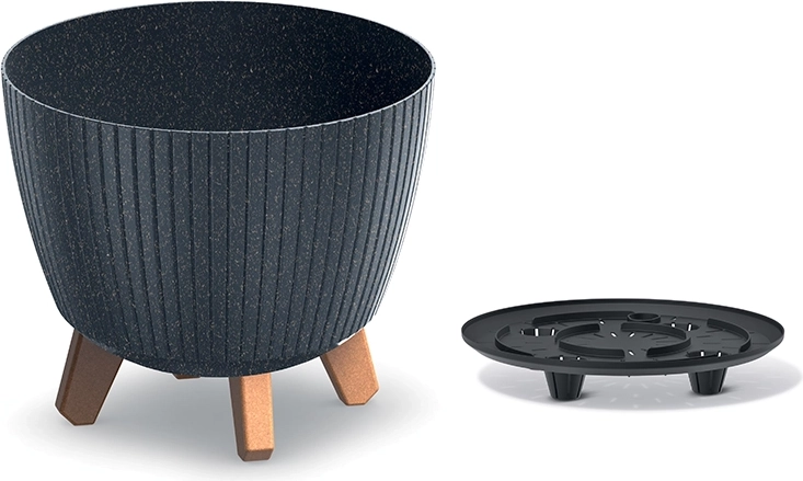 Kvetináč Lamia Eco Wood antracit 23,2 cm