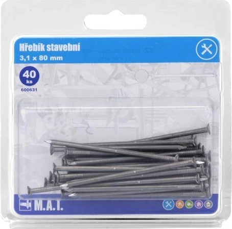 Stavebné klince 80 × 3,1 mm, 40 ks