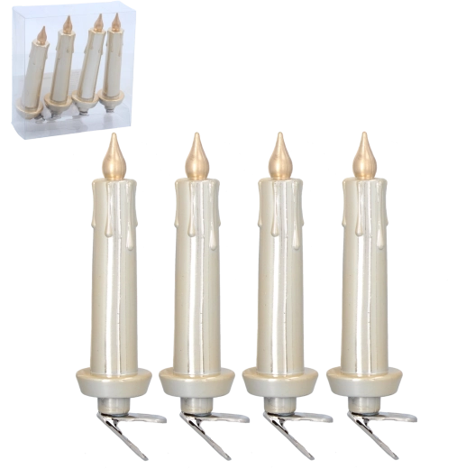 Sada klipových vianočných sviečok 11 cm – odolné plastové ozdoby na stromček