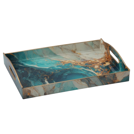 Dekoratívny obdĺžnikový podnos s resin efektom 37,5 × 27,5 × 6 cm – 1 kus