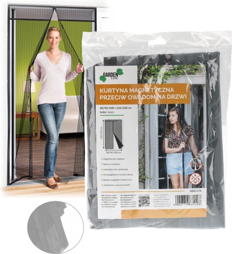 Magnetická sieť proti hmyzu na dvere, sivá