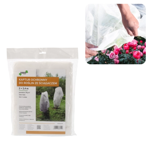 Ochranný zimný kryt na rastliny 2 × 2,4 m so sťahovačom, 30 g, biely