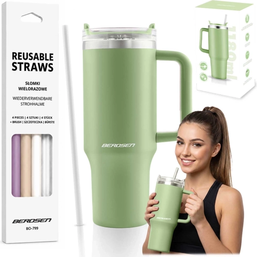 Berdsen vákuový termopohár so slamkou 1180 ml zelený - 1 kus