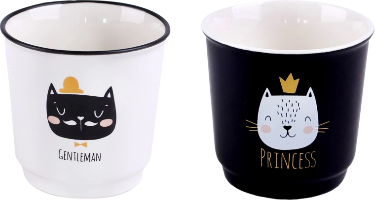 Sada keramických hrnčekov s mačičkou 100 ml, 6 ks