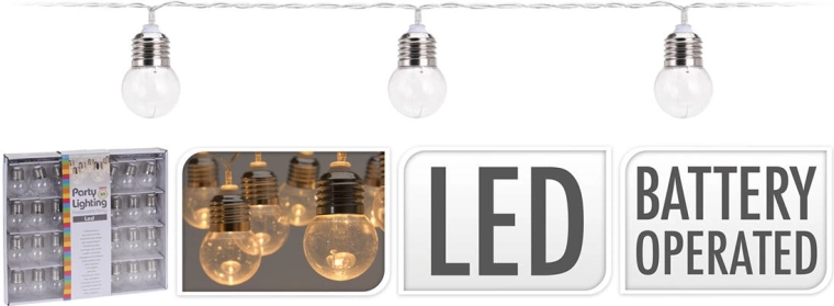 Svetelný reťaz žiarovky 4 cm, 4,5 m, 30 LED, teplá biela