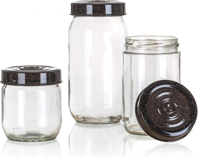 Sklenené nádoby LINZI 3 ks, žula