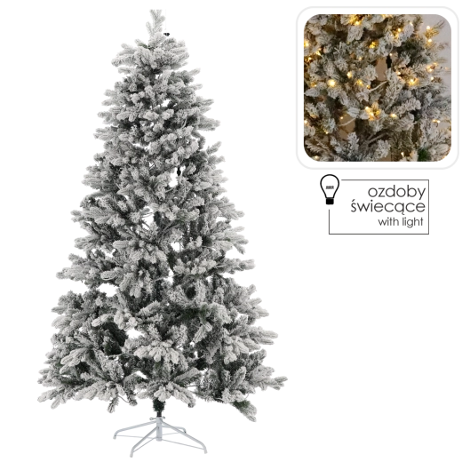 Umelý vianočný stromček 210 cm zasnežený s LED osvetlením
