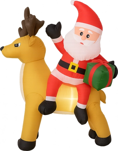 Nafukovací Santa s jeleňom 1,5 m s LED podsvietením