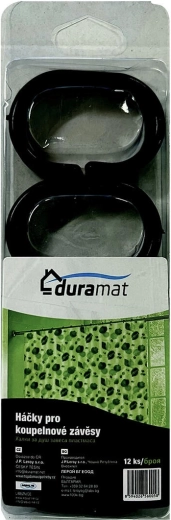 Háčiky na kúpeľňový záves, čierne, 12 ks