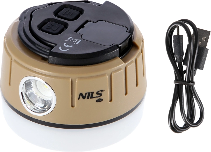 Kempingová LED lampa NILS Camp 500 lm s bočným svietidlom a powerbankou