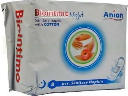 Biointimo Anion nočné hygienické vložky s krídelkami 8 ks