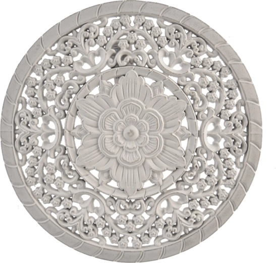 Mandala drevená nástenná dekorácia biela 35 cm