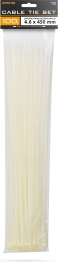 Samozaisťovacie sťahovacie pásky na káble transparentné 450 × 4,6 mm, 100 kusov