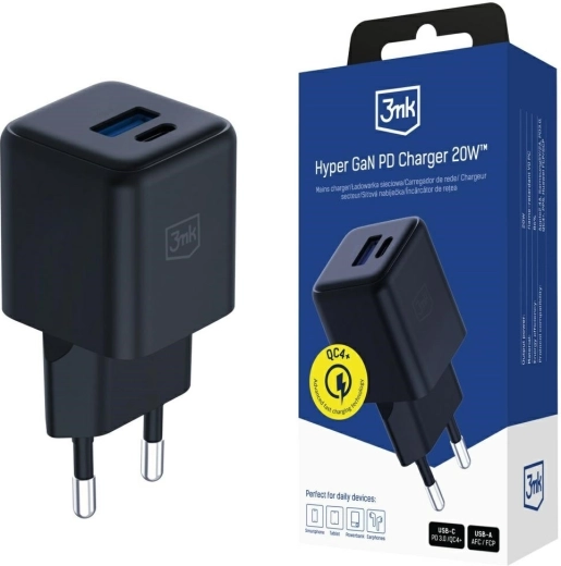 Sieťová nabíjačka 3mk Hyper GaN 20 W čierna