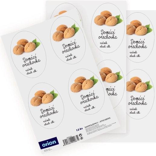 Samolepky na fľaše domáca orechovka (12 ks) – CZ