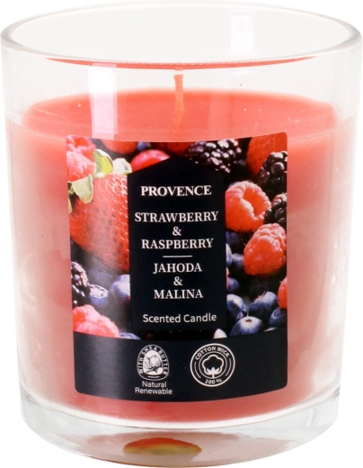 Sviečka v skle jahoda a malina 7 × 8 cm