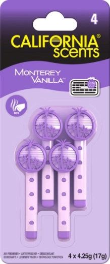 California Scents Vent Stick Monterey Vanilla – voňavé tyčinky do ventilácie (4 ks)