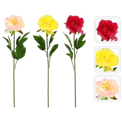 Umelá vetvička pivónia 65 cm – mix farieb