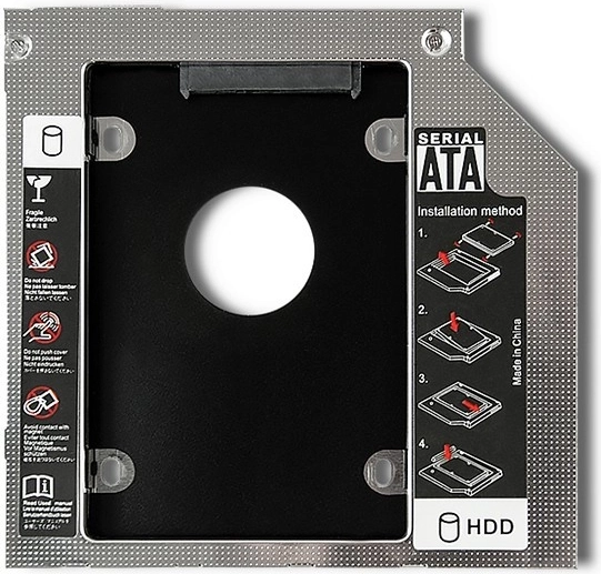 Qoltec rámček pre druhý 2,5" HDD/SSD do notebooku, 9,5 mm