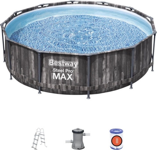 Nadzemný bazén Bestway Steel Pro MAX 366x100 cm Drevený dizajn