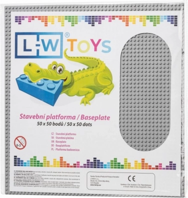 Veľká stavebná podložka 50×50 bodov – sivá (kompatibilná s LEGO)