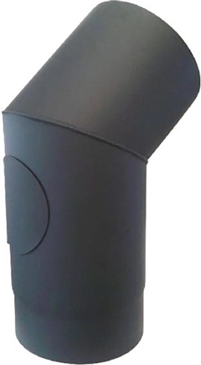 Dymové koleno s otvorom 200 mm, 45°, oceľ 1,5 mm, čierne