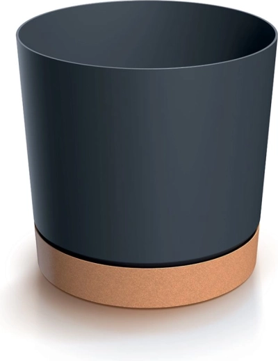 Kvetináč s miskou TUBO 10,8 cm antracit Naturo ECO