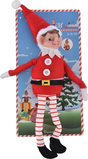 Vianočná dekorácia elf – stojaca textilná figúrka 35 cm