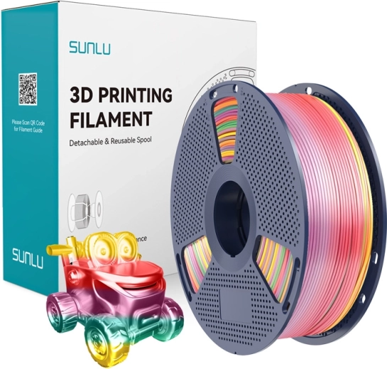 Sunlu PLA+ hodvábny filament dúhový Rainbow 01 1,75 mm 1 kg
