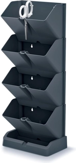 Vertikálne kvetináče s nožnicami na bylinky MINI GARDEN, antracit