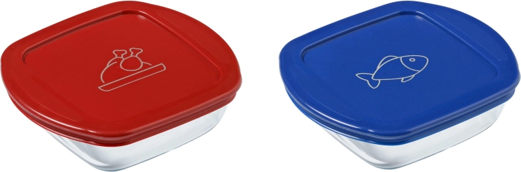Sada štvorcových sklenených dóz PYREX 2 ks 0,3 l