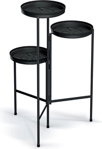 Viacúrovňový stojan na kvety, čierny, 50 cm