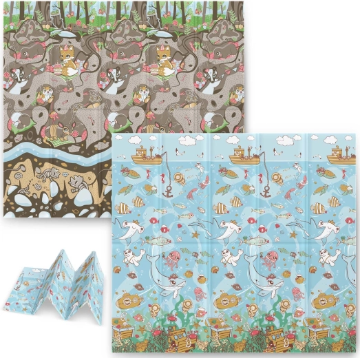 Skladacia penová podložka pre deti 200 × 180 × 1 cm oceán–zem NUKIDO