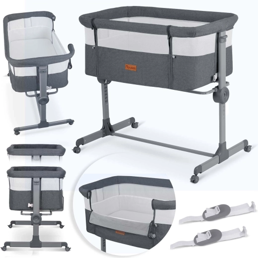 Skladacia prístavná detská postieľka s matracom NUKIDO