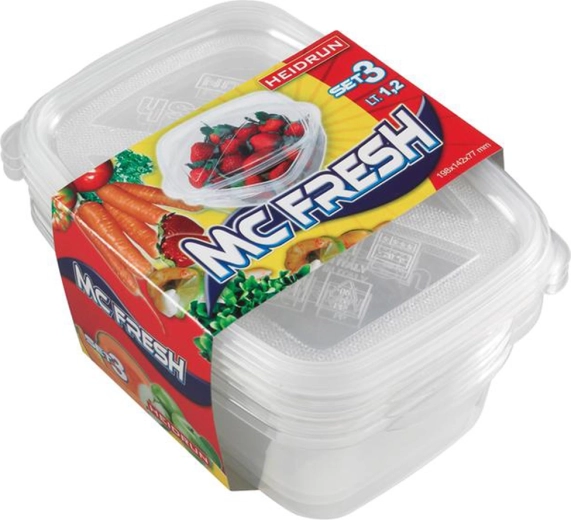 Plastová dóza s viečkom HEIDRUN McFresh 1,2 l, sada 3 ks