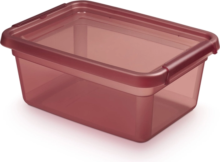 BASESTORE úložný plastový box s vekom a klipsami 12,5 l Rhubarb