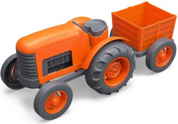 Oranžový traktor s vlečkou od Green Toys