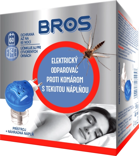 Bros elektrický odparovač proti komárom s tekutou náplňou – 60 nocí