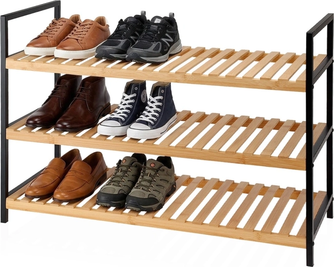 Storage Solutions bambusový botník s 3 policami 70 × 30 × 48 cm – 1 kus