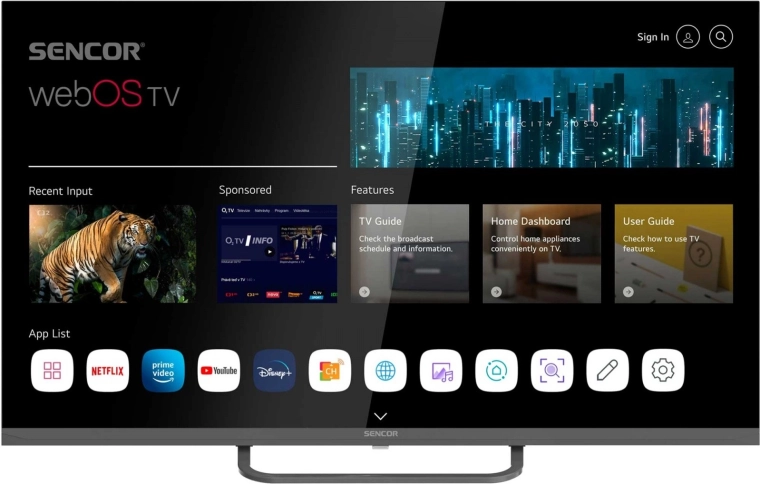 Sencor LED televízor 32" Smart webOS s Wi‑Fi a Bluetooth