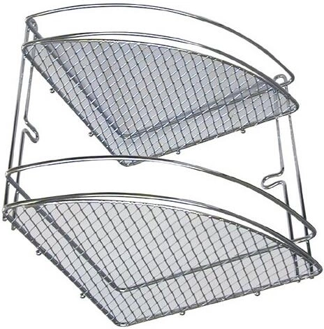 Rohová dvojposchodová kúpeľňová polička z chrómu 20,5 × 20,5 × 26 cm